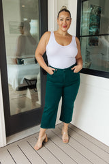 Judy Blue Control Top Wide Leg Crop Jeans in Teal