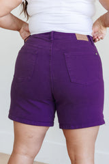 Judy Blue Control Top Cuffed Shorts in Purple