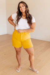 Judy Blue Control Top Cuffed Shorts in Yellow