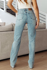 Judy Blue Miranda Plaid Cuff Vintage Straight Jeans