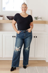 Judy Blue 90's Straight Jeans in Dark Wash