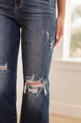 Judy Blue Distressed Wide Leg Crop Jeans