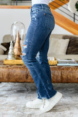 Judy Blue High Contrast Slim Bootcut Destroyed Jeans