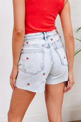 Hi-Waisted Cherry Cutoff Shorts