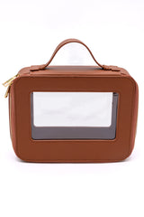 PU Leather Travel Cosmetic Case in Camel
