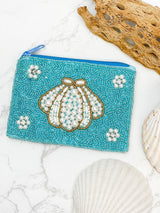 PREORDER: Pearl Shell Beaded Zip Pouches in Three Colors