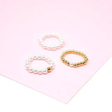 PREORDER: Gold Beads with White Accent Stretch Ring