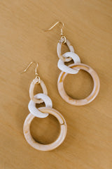 White Marble Hoop Earrings