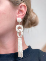 PREORDER: Seed Bead Linked Tassel Earrings in Assorted Colors